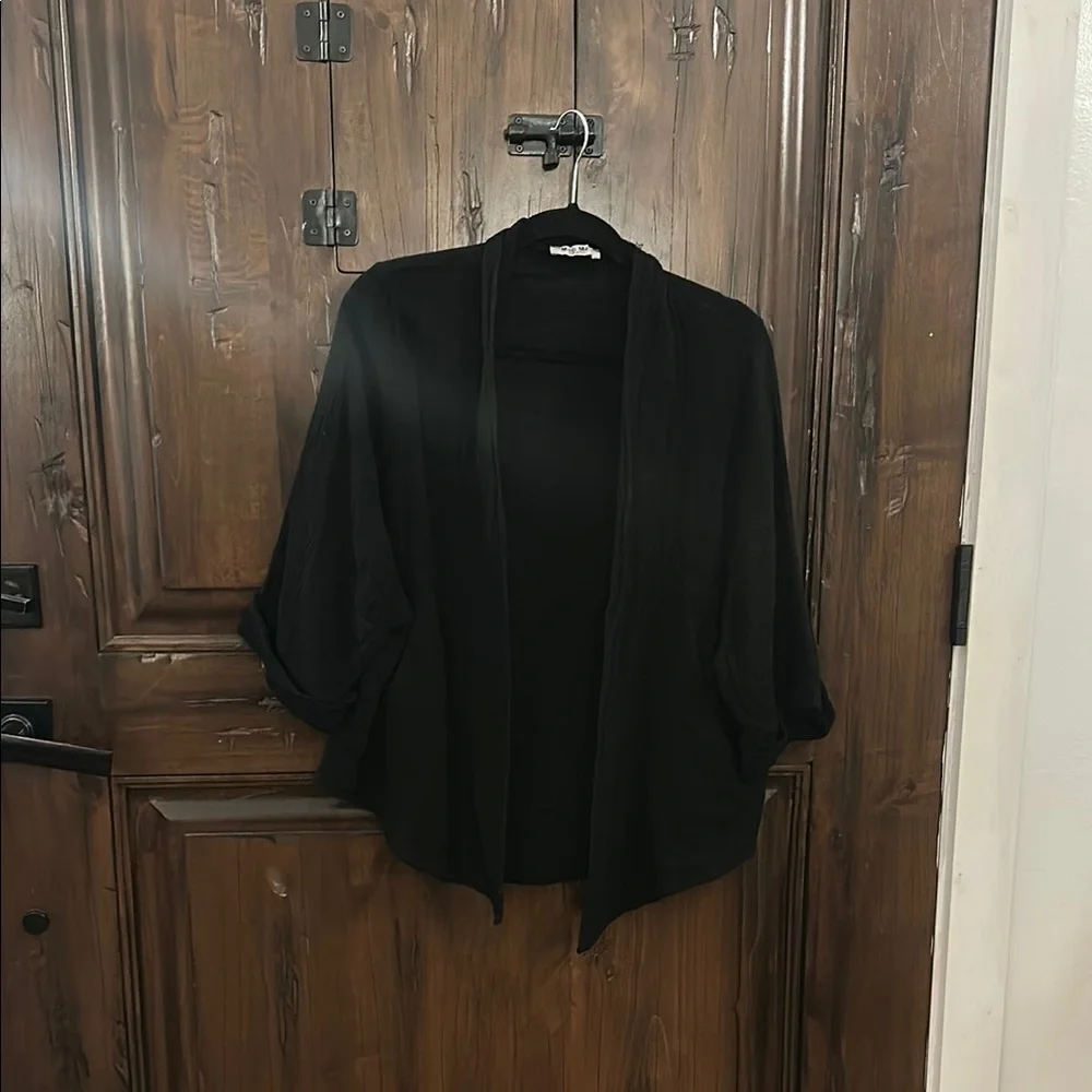 Meo Meli Black Cardigan with Draped Sleeves and Soft linen - Picture 1 of 5